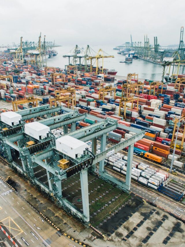 intermodal containers on dock