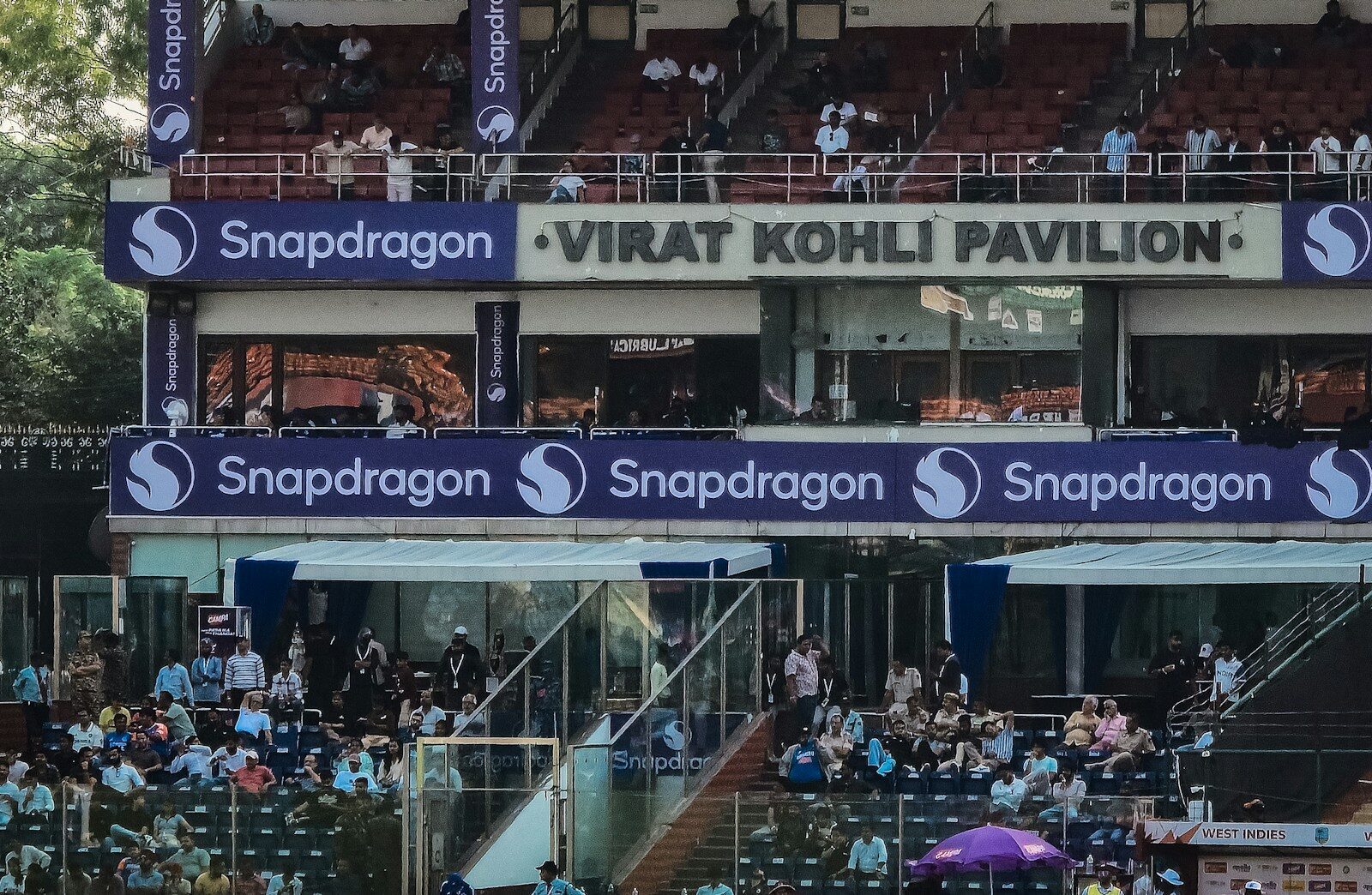 Virat kohli pavilion with snapdragon branding