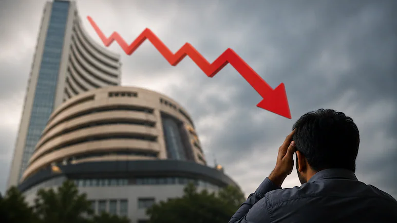Stock Market Crash Today: Sensex Falls 1,124 Points, Nifty Below 22,800 as Oil and Global Tensions Hit Markets