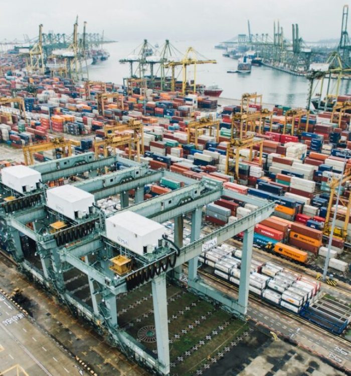 intermodal containers on dock