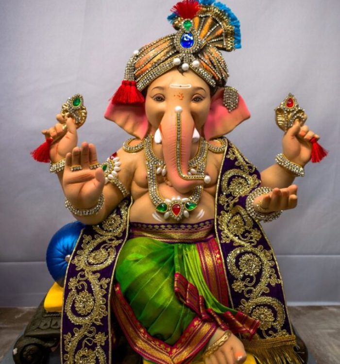 woman in gold and red sari dress